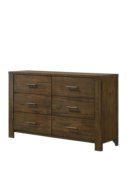 Oak 6 Drawer Dresser with Antique Brass Hardware - 1st Choice Furniture Direct
