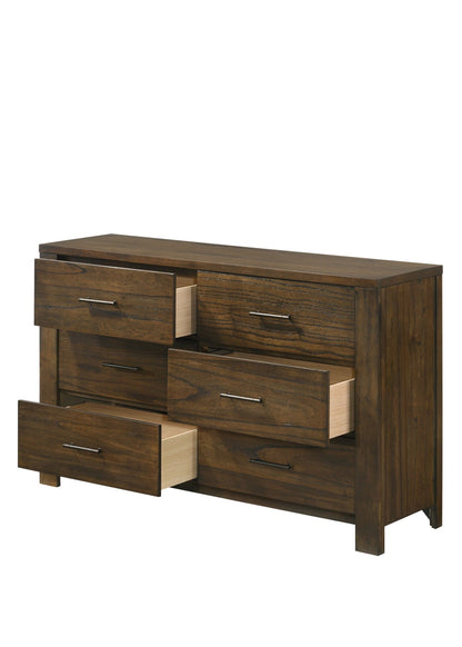 Oak 6 Drawer Dresser with Antique Brass Hardware - 1st Choice Furniture Direct