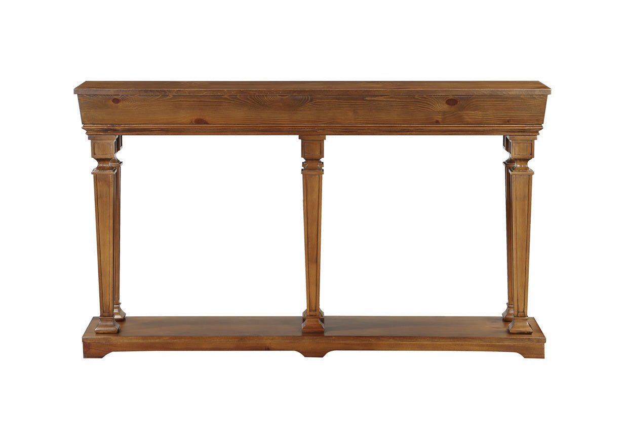 Oak Console Table with Display Shelf & Tapered Wooden Legs - 1st Choice Furniture Direct