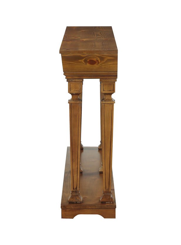 Oak Console Table with Display Shelf & Tapered Wooden Legs - 1st Choice Furniture Direct