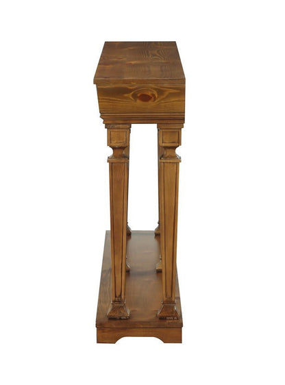 Oak Console Table with Display Shelf & Tapered Wooden Legs - 1st Choice Furniture Direct