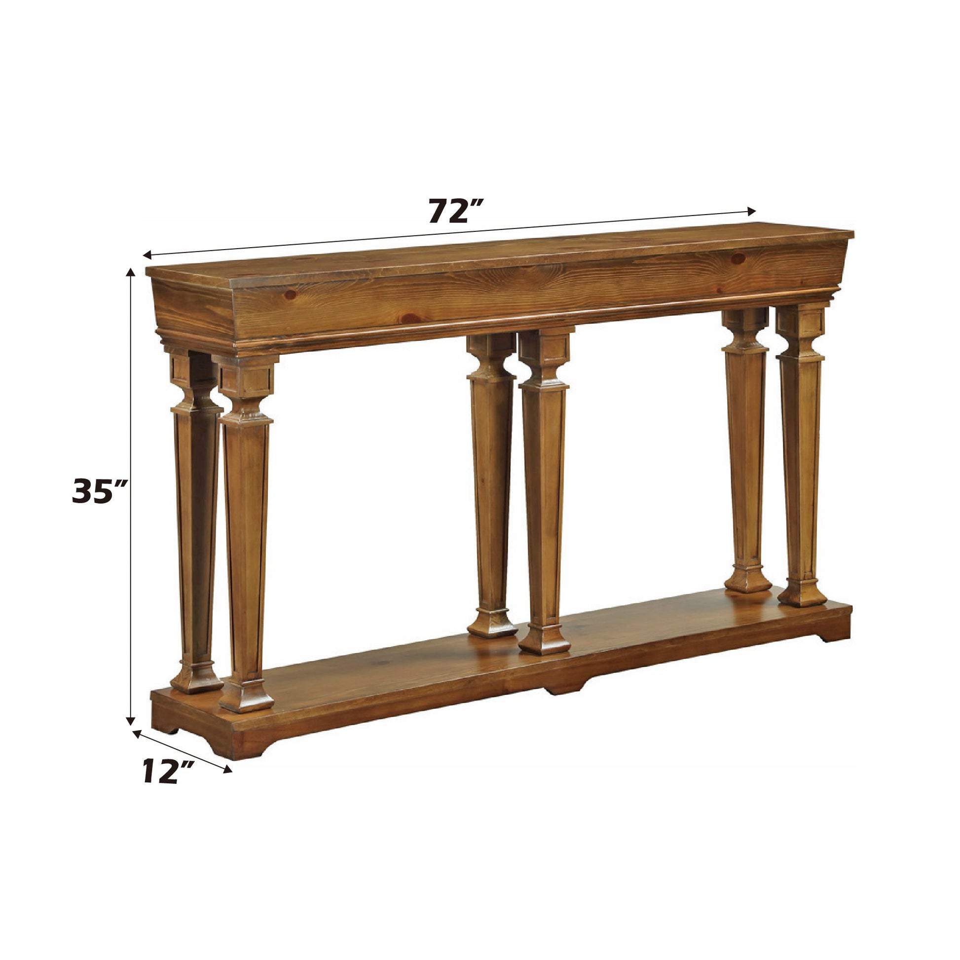 Oak Console Table with Display Shelf & Tapered Wooden Legs - 1st Choice Furniture Direct