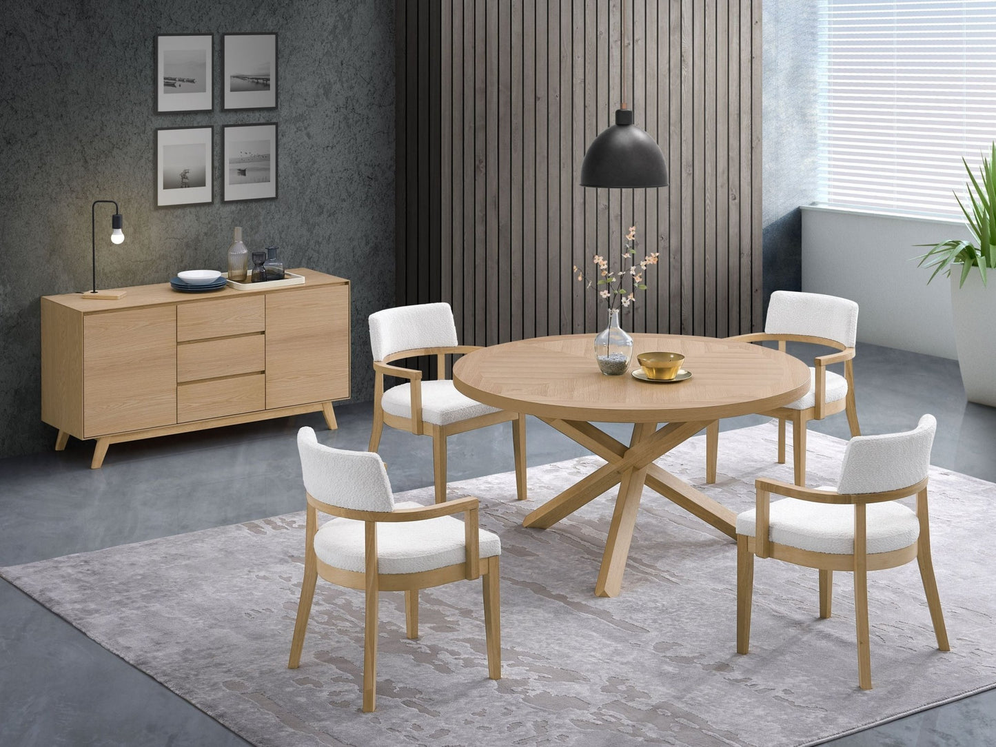 Oak Dining Server with Felt-Lined Drawer & Storage Shelf - 1st Choice Furniture Direct