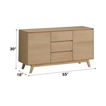 Oak Dining Server with Felt-Lined Drawer & Storage Shelf - 1st Choice Furniture Direct