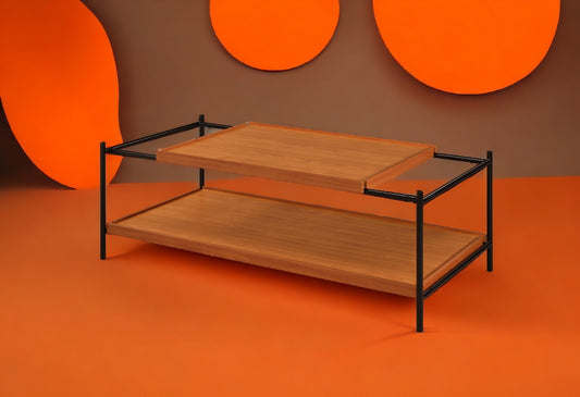 Oaken Honey Oak & Black Finish Coffee Table - 1st Choice Furniture Direct