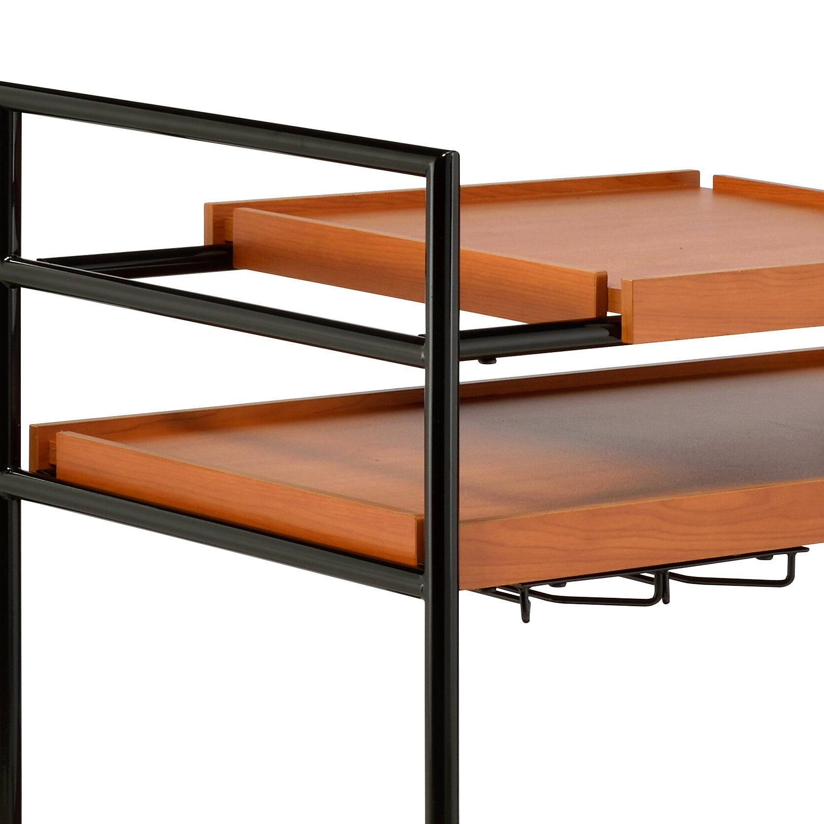 Oaken Honey Oak & Black Finish Serving Cart - 1st Choice Furniture Direct