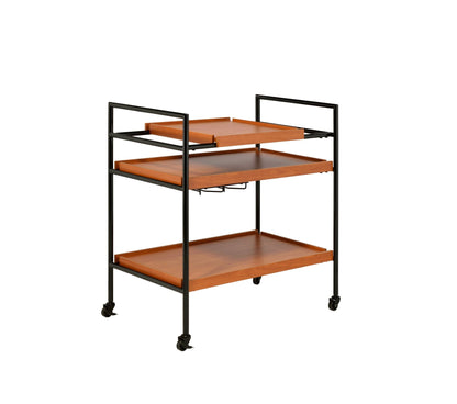 Oaken Honey Oak & Black Finish Serving Cart - 1st Choice Furniture Direct
