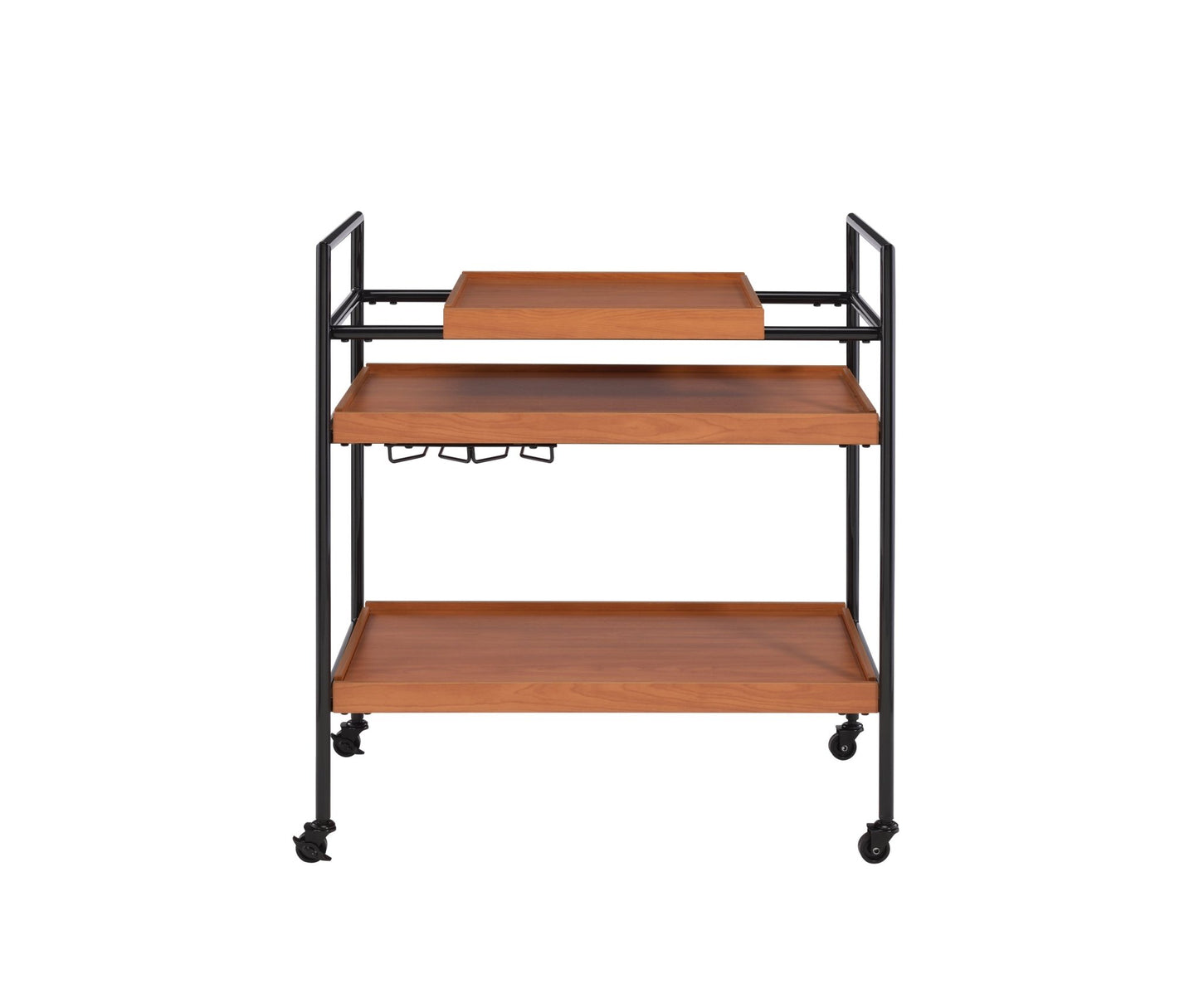 Oaken Honey Oak & Black Finish Serving Cart - 1st Choice Furniture Direct