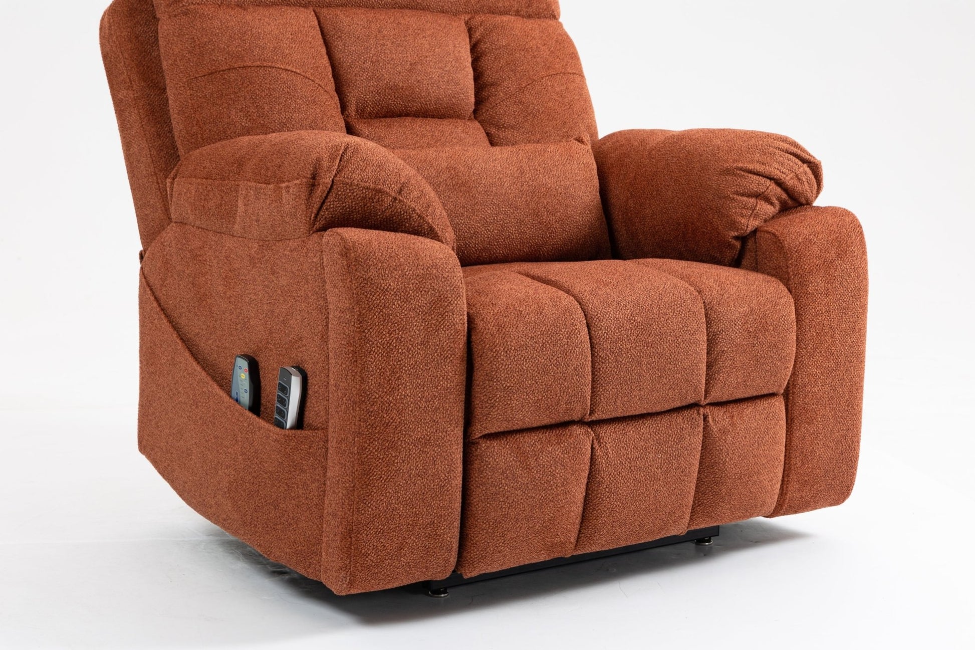 Old age electric lift chair, flat high density foam electric sofa, with heating and massage functions, can tilt to 180 degrees, 2 pocket cup holders, 2 remote controls, 4 OKIN motors - 1st Choice Furniture Direct