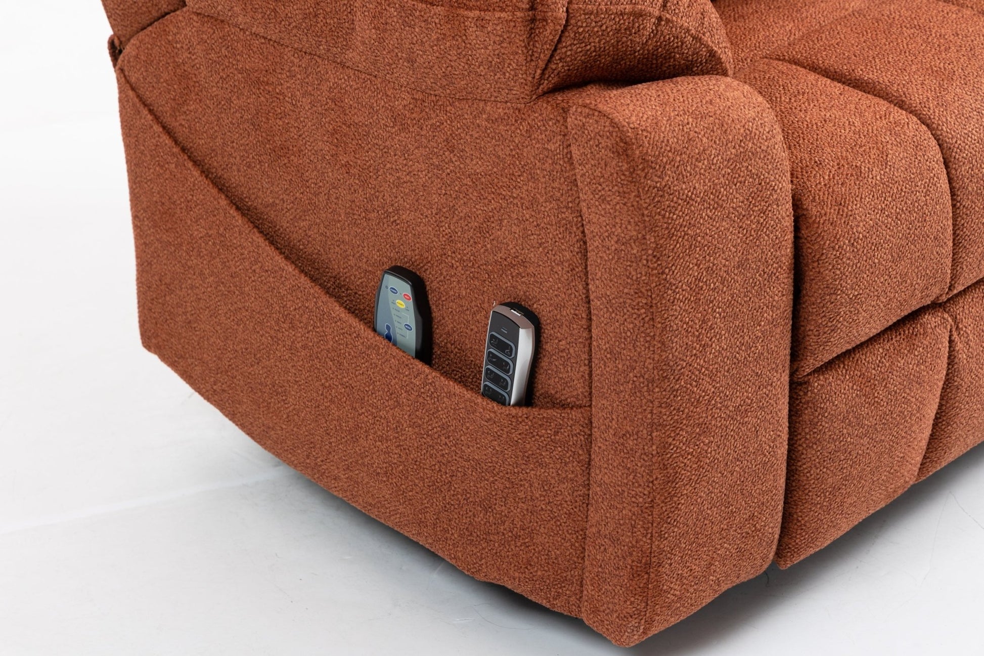 Old age electric lift chair, flat high density foam electric sofa, with heating and massage functions, can tilt to 180 degrees, 2 pocket cup holders, 2 remote controls, 4 OKIN motors - 1st Choice Furniture Direct