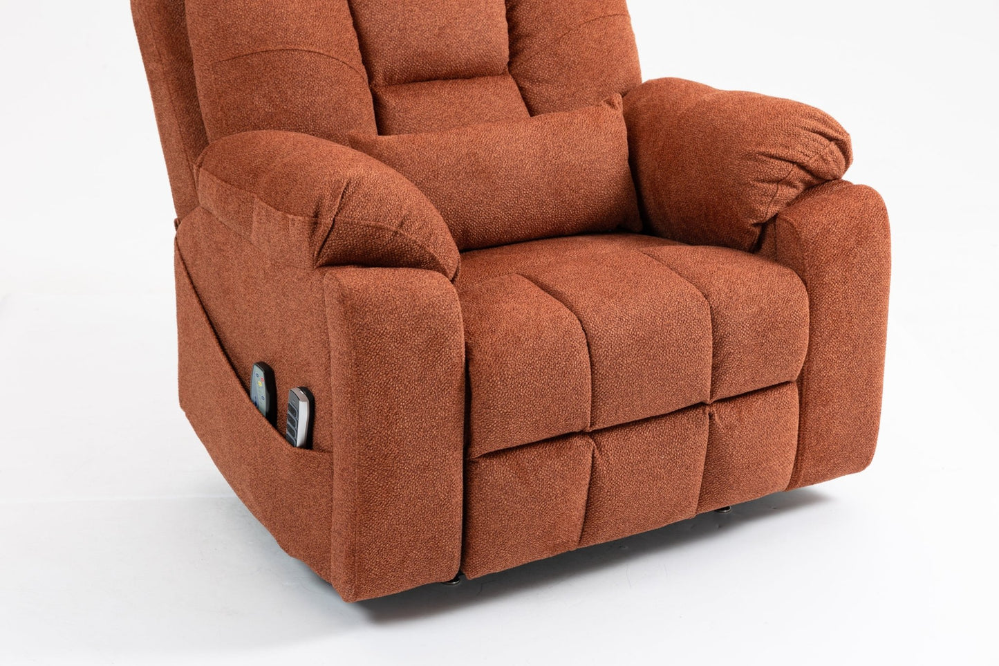 Old age electric lift chair, flat high density foam electric sofa, with heating and massage functions, can tilt to 180 degrees, 2 pocket cup holders, 2 remote controls, 4 OKIN motors - 1st Choice Furniture Direct