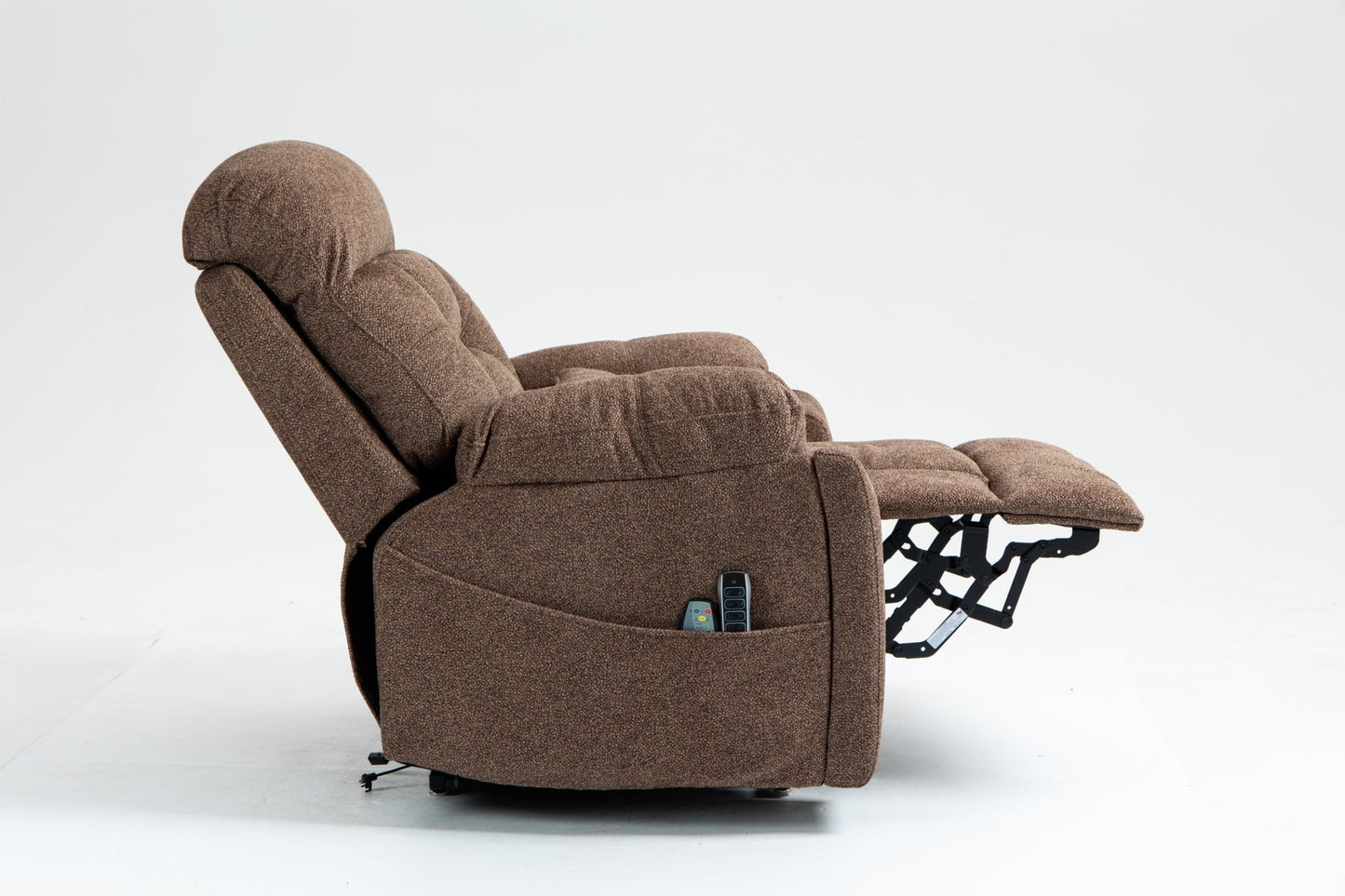 Old age electric lift chair, flat high density foam electric sofa, with heating and massage functions, can tilt to 180 degrees, 2 pocket cup holders, 2 remote controls, 4 OKIN motors - 1st Choice Furniture Direct
