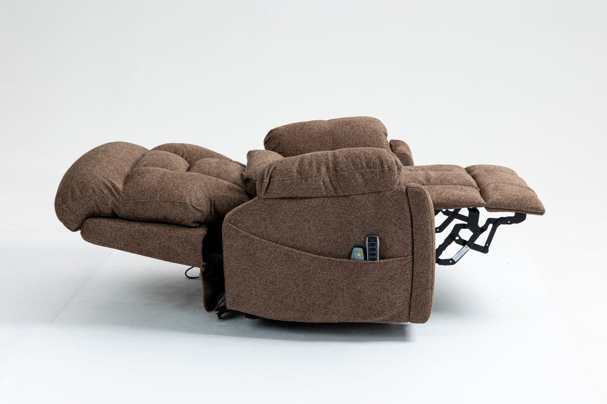 Old age electric lift chair, flat high density foam electric sofa, with heating and massage functions, can tilt to 180 degrees, 2 pocket cup holders, 2 remote controls, 4 OKIN motors - 1st Choice Furniture Direct