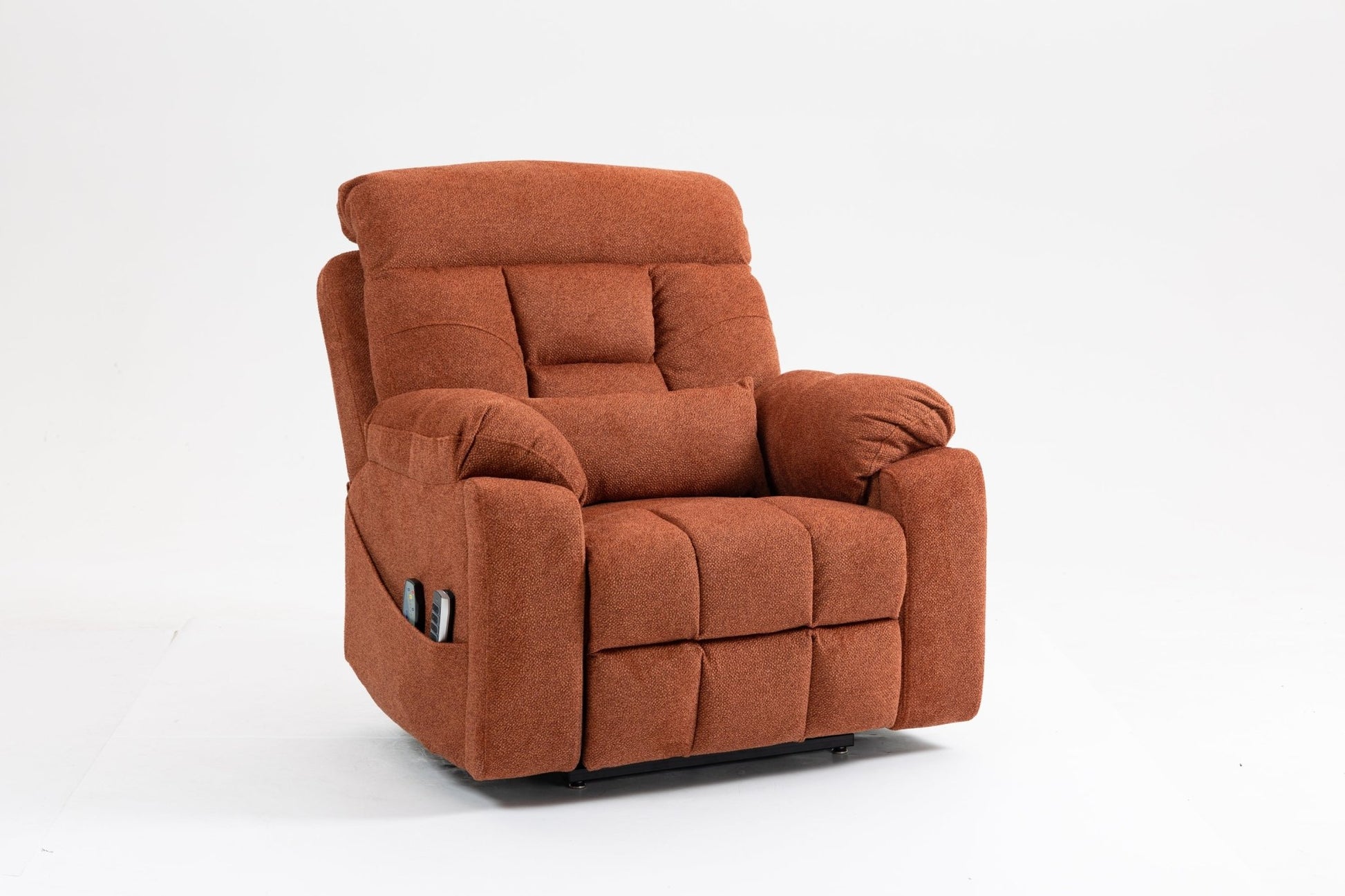 Old age electric lift chair, flat high density foam electric sofa, with heating and massage functions, can tilt to 180 degrees, 2 pocket cup holders, 2 remote controls, 4 OKIN motors - 1st Choice Furniture Direct