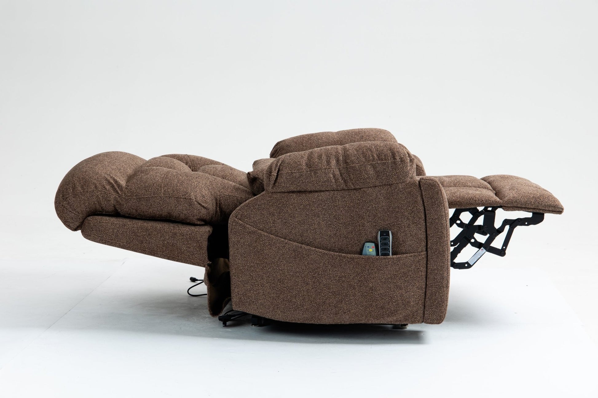 Old age electric lift chair, flat high density foam electric sofa, with heating and massage functions, can tilt to 180 degrees, 2 pocket cup holders, 2 remote controls, 4 OKIN motors - 1st Choice Furniture Direct