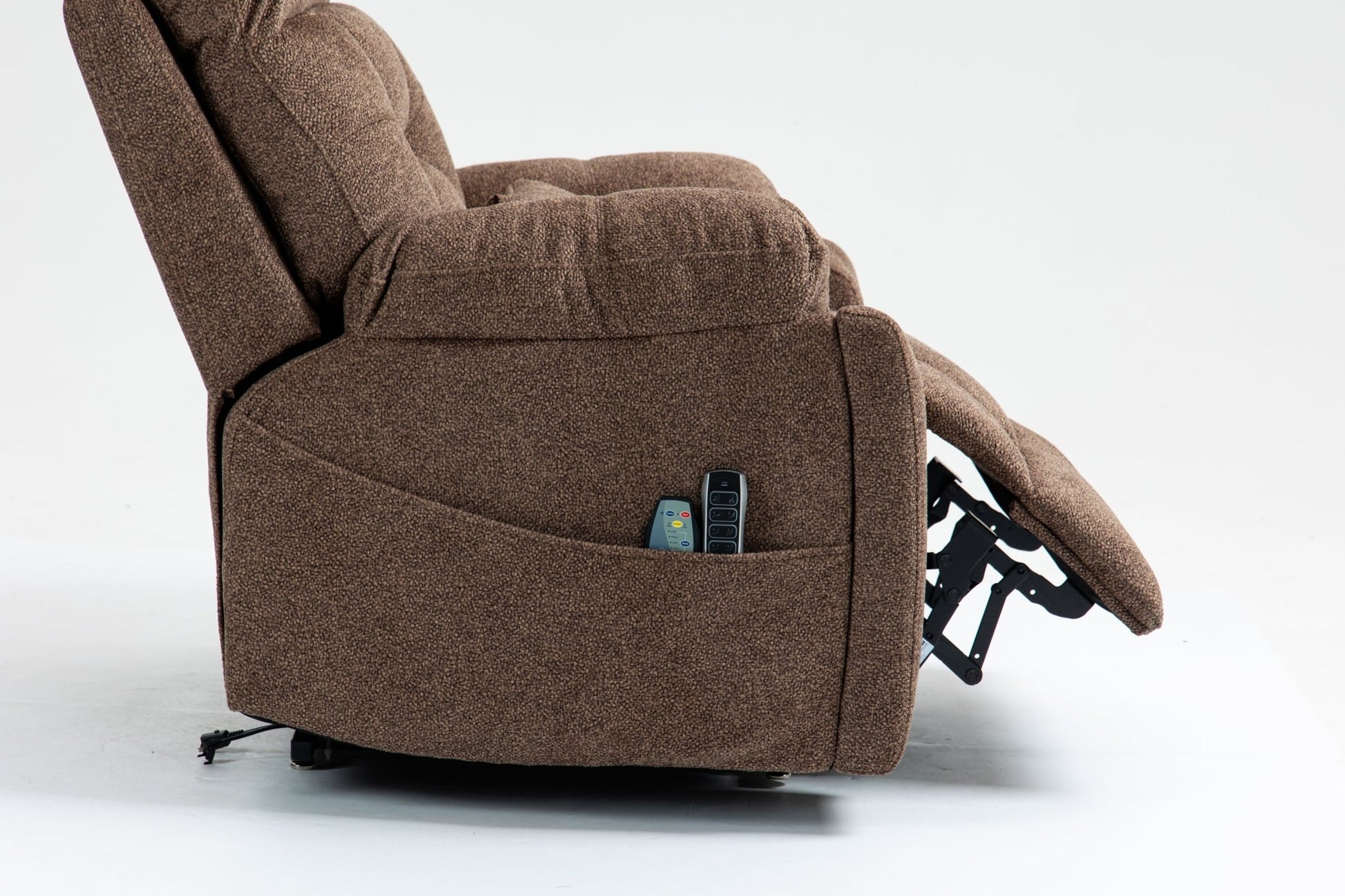 Old age electric lift chair, flat high density foam electric sofa, with heating and massage functions, can tilt to 180 degrees, 2 pocket cup holders, 2 remote controls, 4 OKIN motors - 1st Choice Furniture Direct
