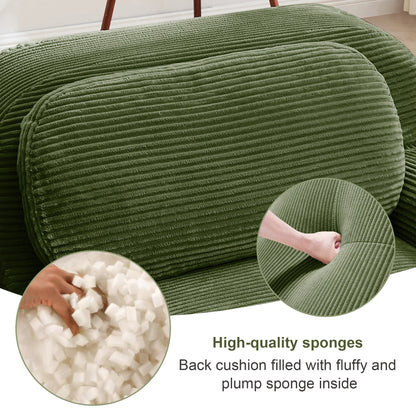 Olive Green Corduroy Modular Sofa – 3 Seater Modern Couch - 1st Choice Furniture Direct