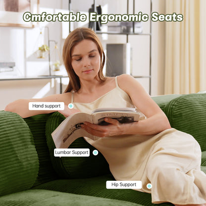Olive Green Corduroy Modular Sofa – 3 Seater Modern Couch - 1st Choice Furniture Direct