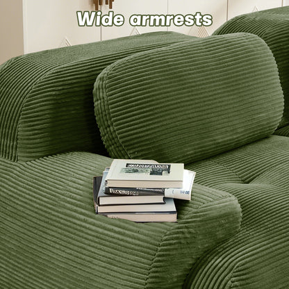 Olive Green Corduroy Modular Sofa – 3 Seater Modern Couch - 1st Choice Furniture Direct