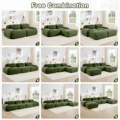 Olive Green Corduroy Modular Sofa – 3 Seater Modern Couch - 1st Choice Furniture Direct