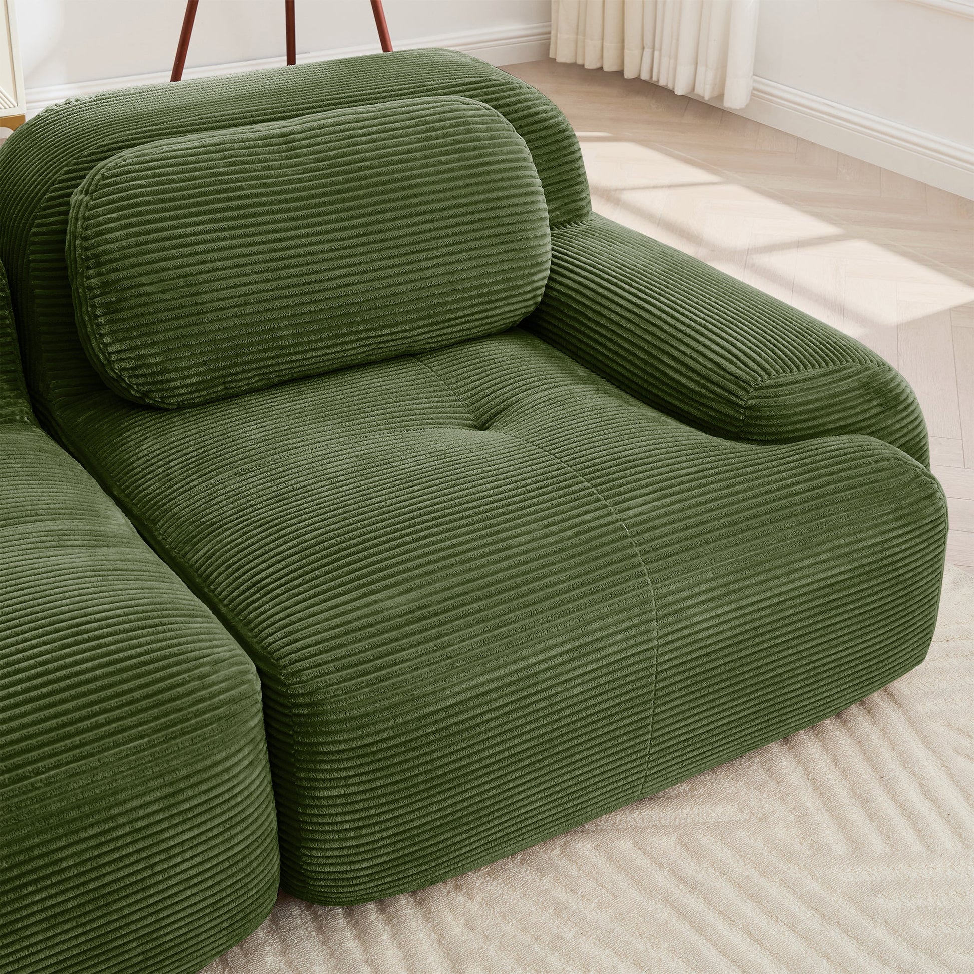 Olive Green Corduroy Modular Sofa – 3 Seater Modern Couch - 1st Choice Furniture Direct