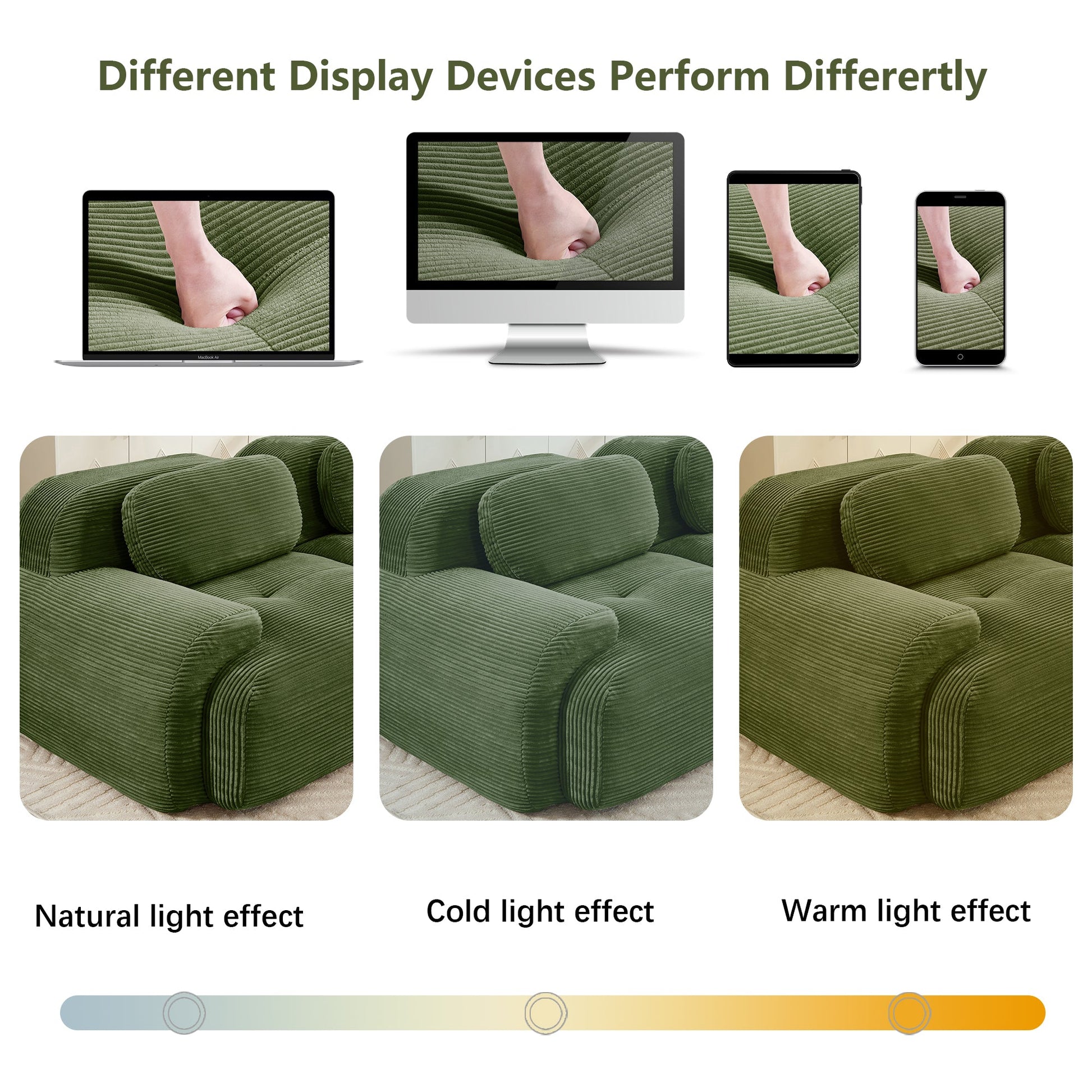 Olive Green Corduroy Modular Sofa – 3 Seater Modern Couch - 1st Choice Furniture Direct