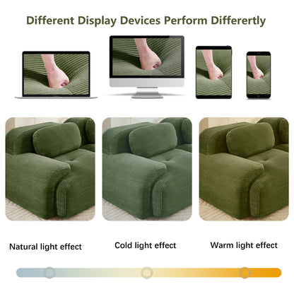 Olive Green Corduroy Modular Sofa – 3 Seater Modern Couch - 1st Choice Furniture Direct