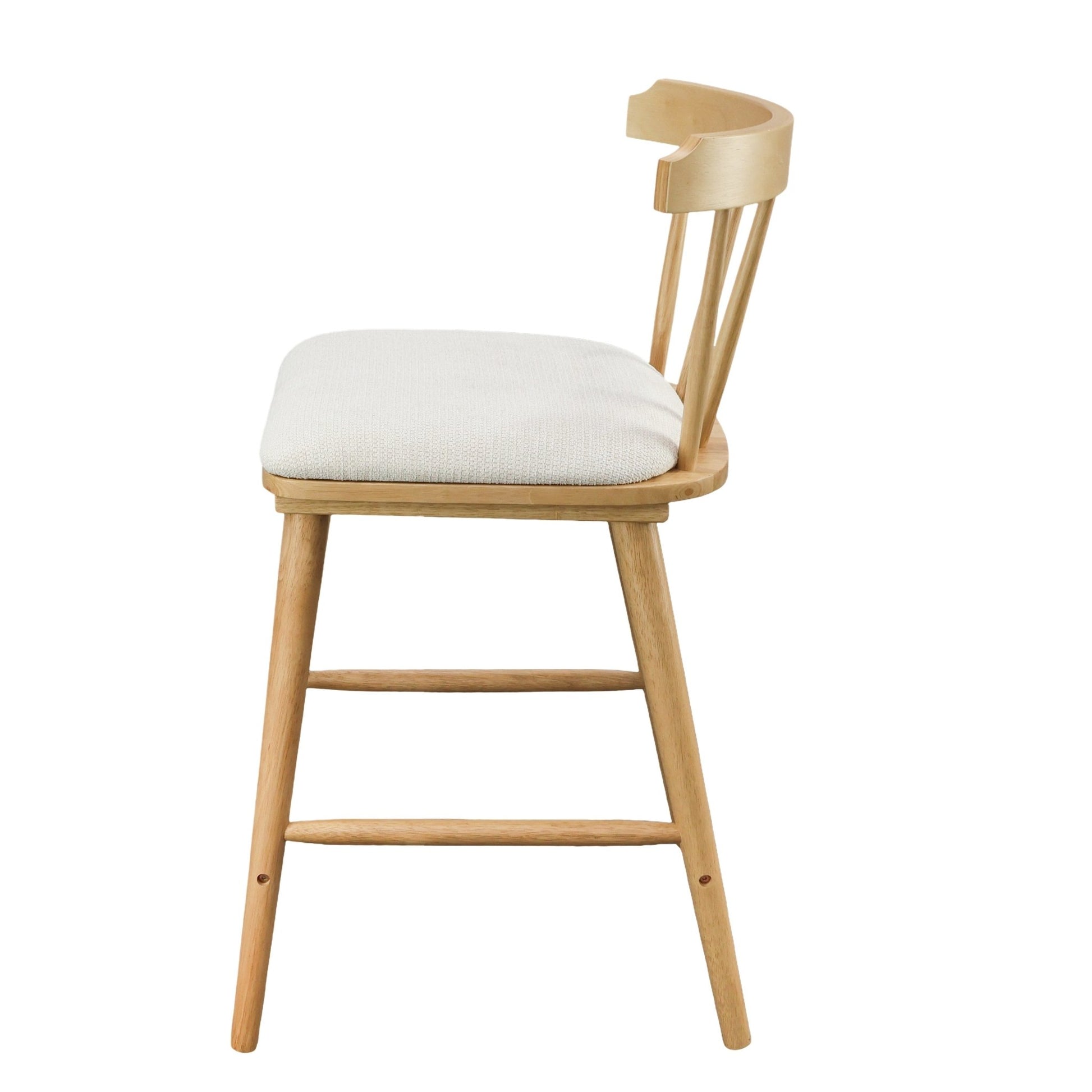Olivia Indoor Wooden Upholstered Counter Stool, Natural Finish with Beige Upholstery, Windsor Style, Set of 4 - 1st Choice Furniture Direct