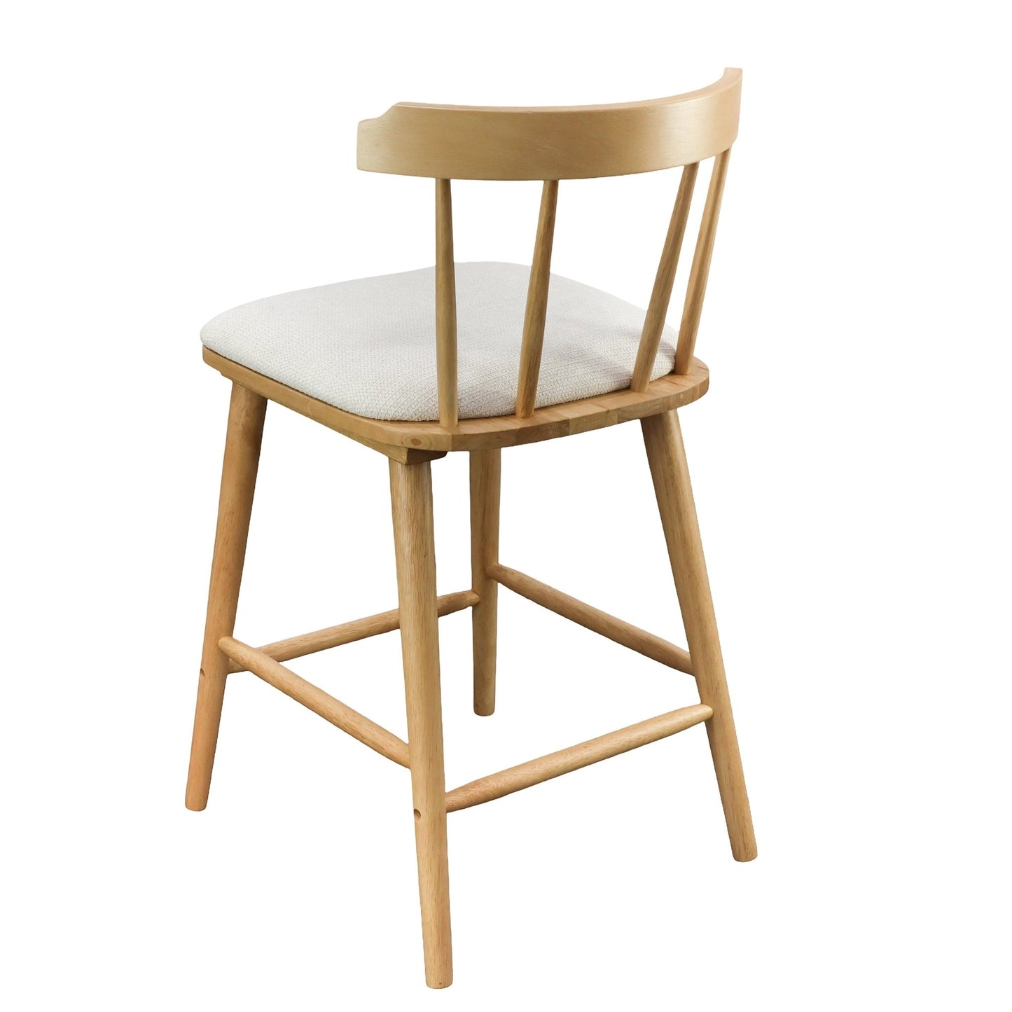 Olivia Indoor Wooden Upholstered Counter Stool, Natural Finish with Beige Upholstery, Windsor Style, Set of 4 - 1st Choice Furniture Direct