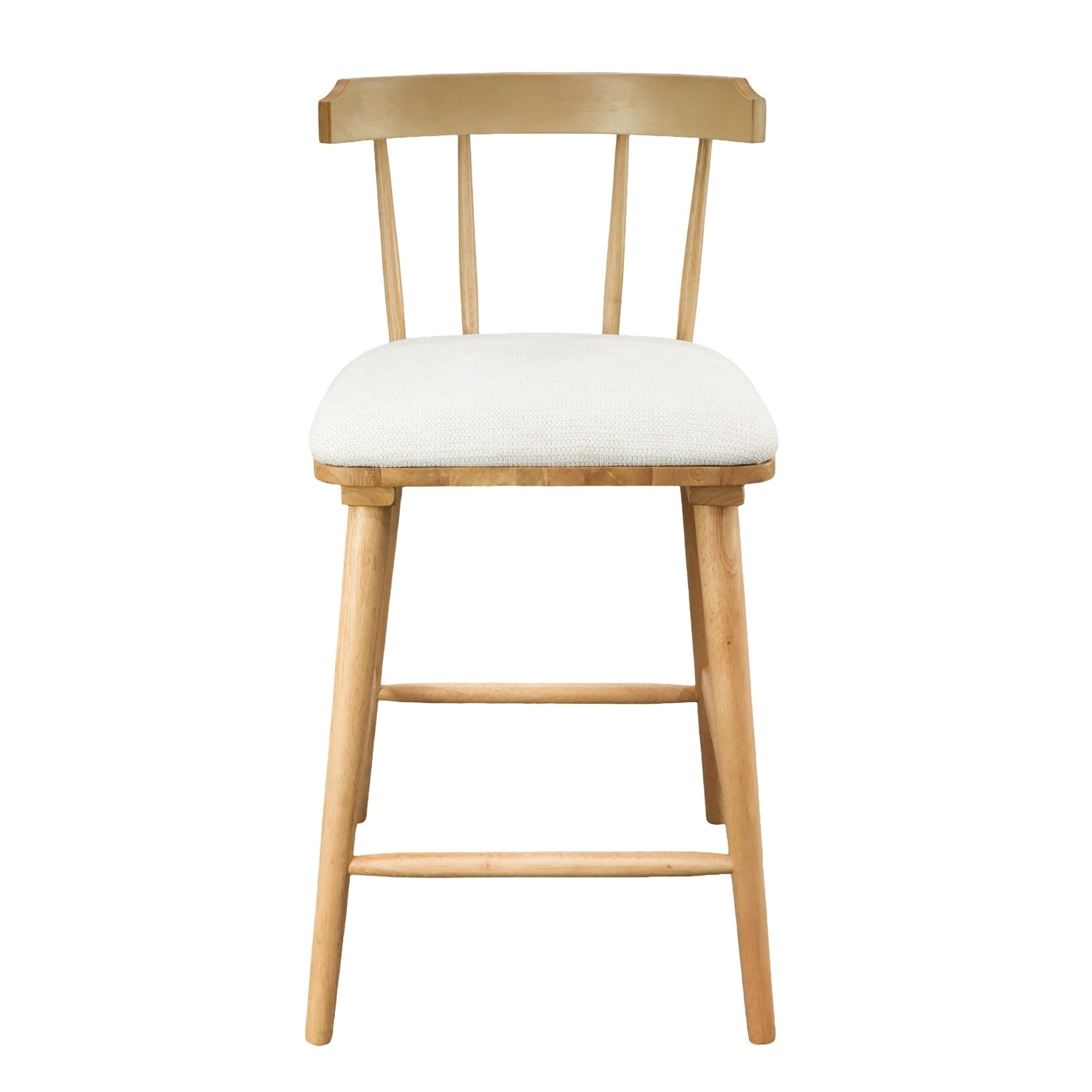 Olivia Indoor Wooden Upholstered Counter Stool, Natural Finish with Beige Upholstery, Windsor Style, Set of 4 - 1st Choice Furniture Direct