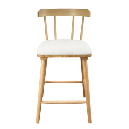 Olivia Indoor Wooden Upholstered Counter Stool, Natural Finish with Beige Upholstery, Windsor Style, Set of 4 - 1st Choice Furniture Direct