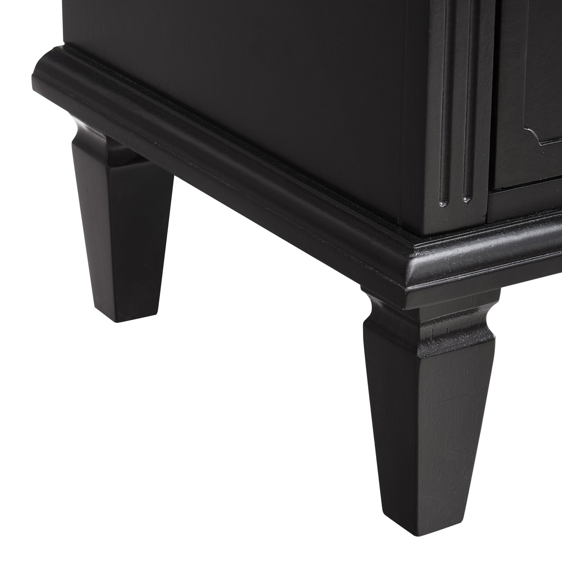 Open Space and 2 Drawers Dresser Nightstand with Charging Station, Farmhouse End Table with USB Ports and Outlets, Fluted Pilasters Design Side Table with Solid Wood Legs for Bedroom - 1st Choice Furniture Direct