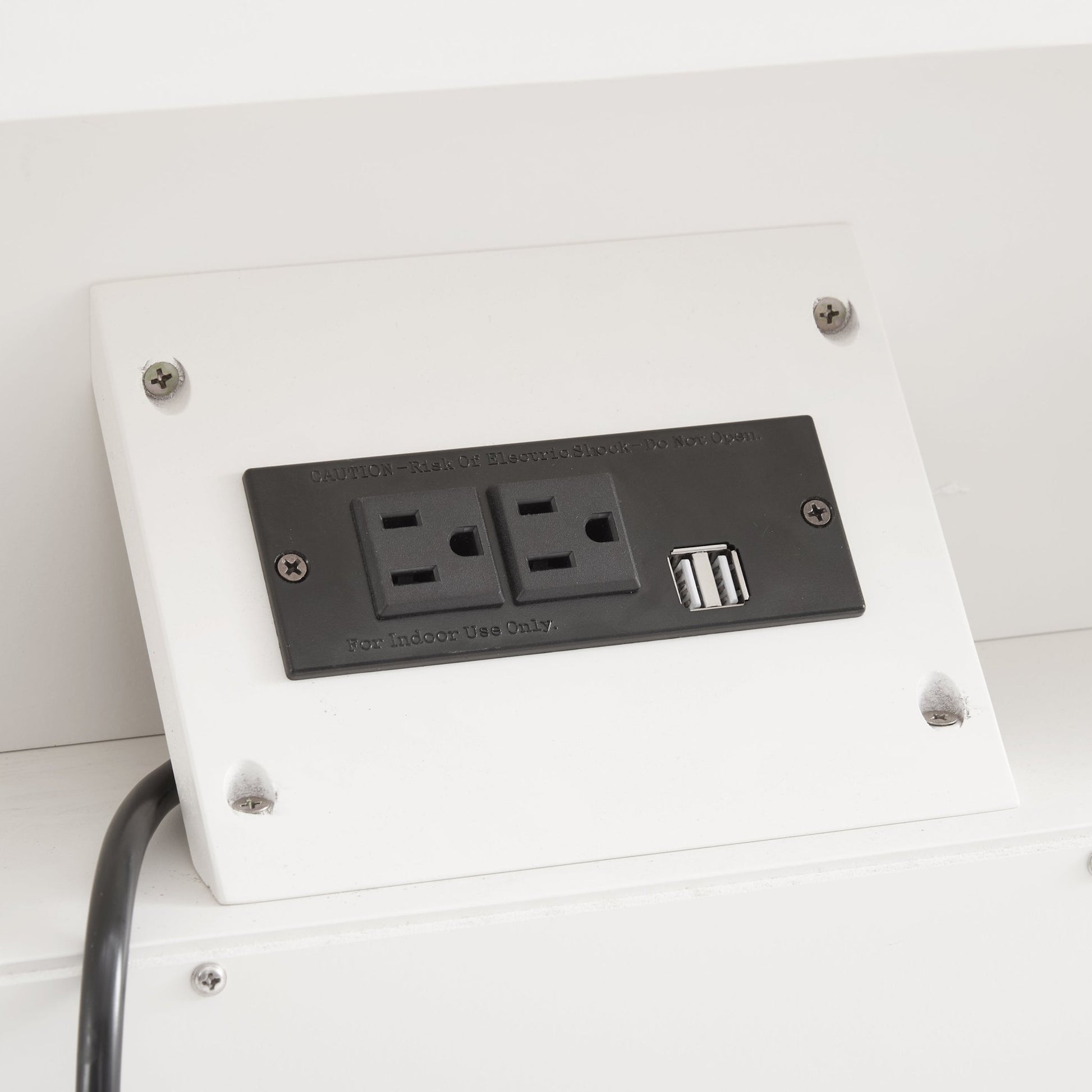 Open Space and 2 Drawers Dresser Nightstand with Charging Station, Farmhouse End Table with USB Ports and Outlets, Fluted Pilasters Design Side Table with Solid Wood Legs for Bedroom - 1st Choice Furniture Direct