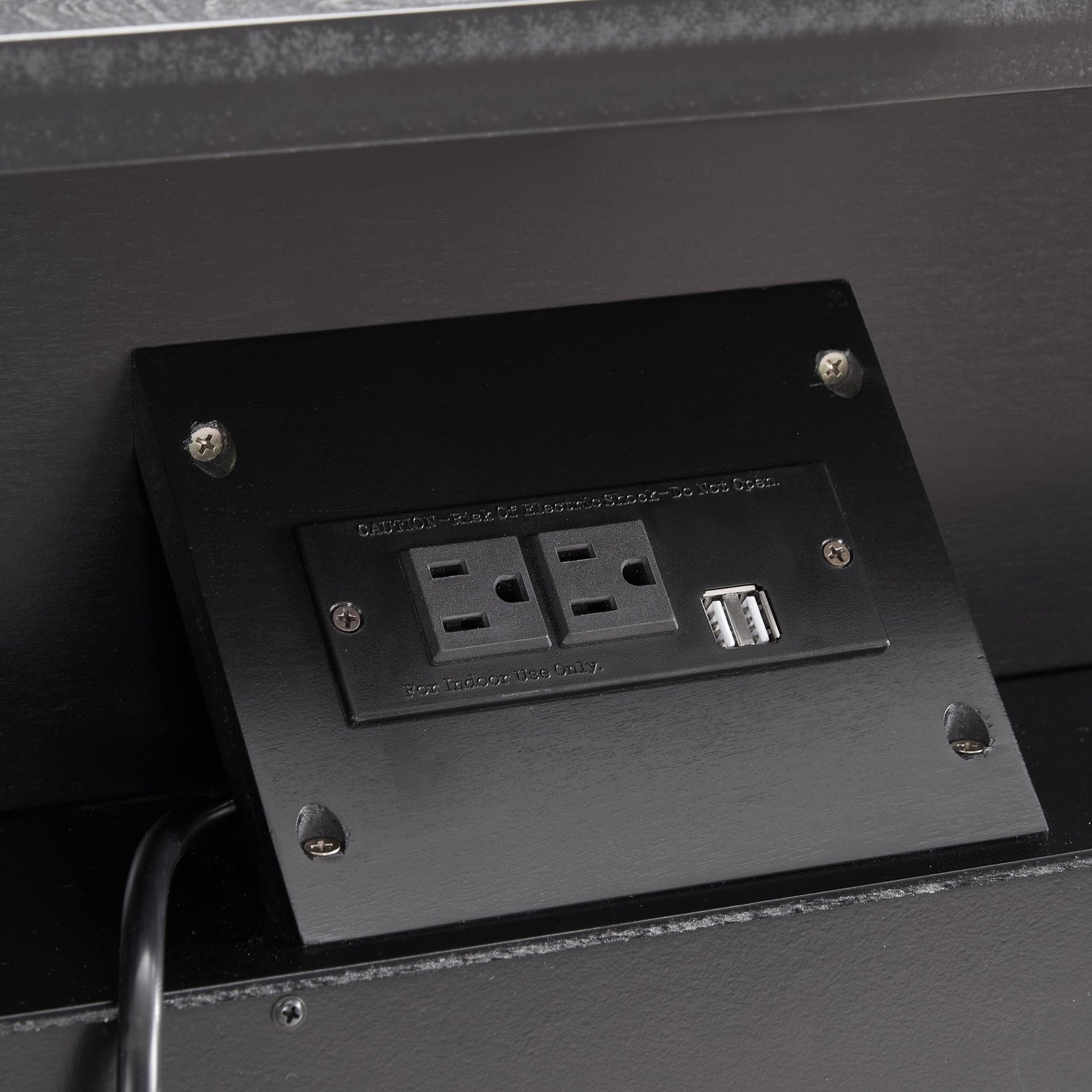 Open Space and 2 Drawers Dresser Nightstand with Charging Station, Farmhouse End Table with USB Ports and Outlets, Fluted Pilasters Design Side Table with Solid Wood Legs for Bedroom - 1st Choice Furniture Direct