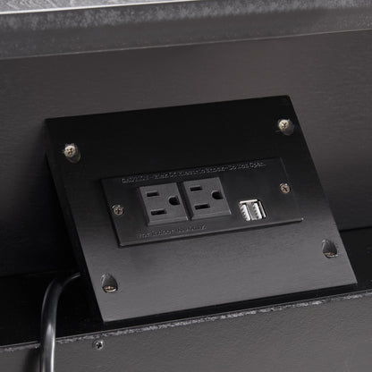 Open Space and 2 Drawers Dresser Nightstand with Charging Station, Farmhouse End Table with USB Ports and Outlets, Fluted Pilasters Design Side Table with Solid Wood Legs for Bedroom - 1st Choice Furniture Direct