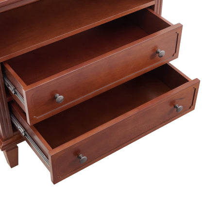 Open Space and 2 Drawers Dresser Nightstand with Charging Station, Farmhouse End Table with USB Ports and Outlets, Fluted Pilasters Design Side Table with Solid Wood Legs for Bedroom - 1st Choice Furniture Direct