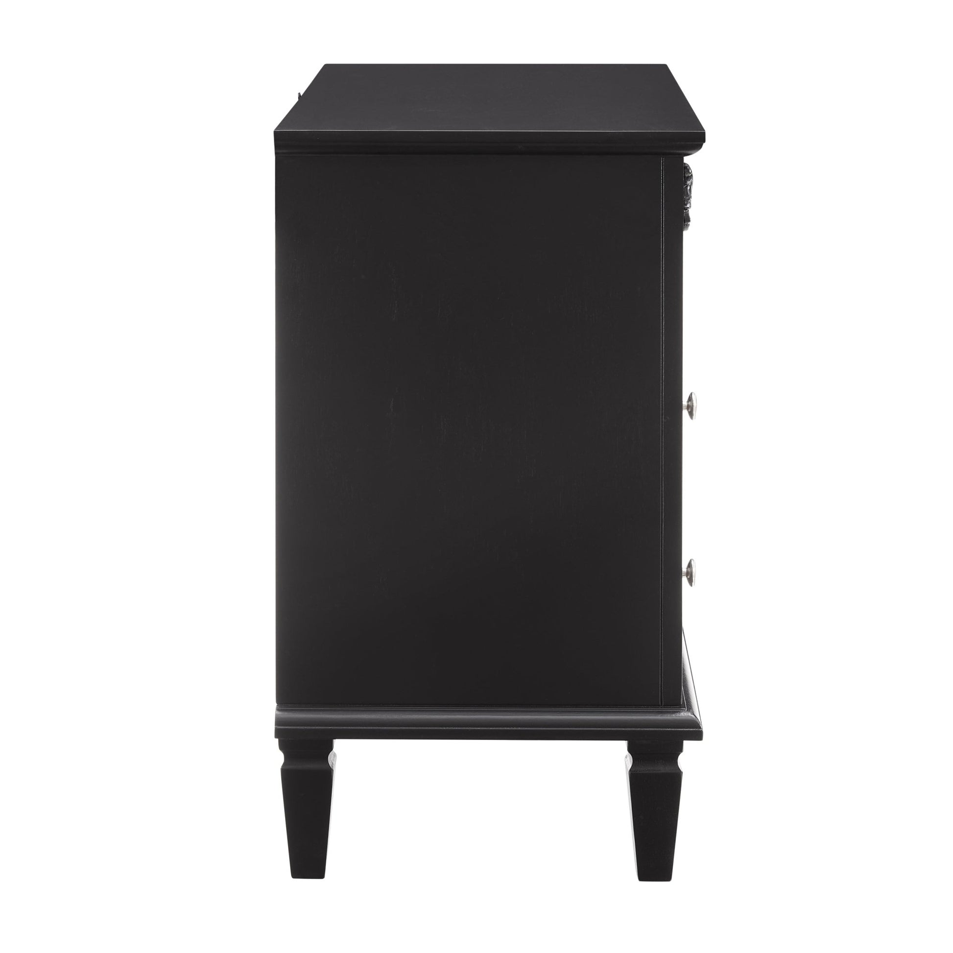 Open Space and 2 Drawers Dresser Nightstand with Charging Station, Farmhouse End Table with USB Ports and Outlets, Fluted Pilasters Design Side Table with Solid Wood Legs for Bedroom - 1st Choice Furniture Direct