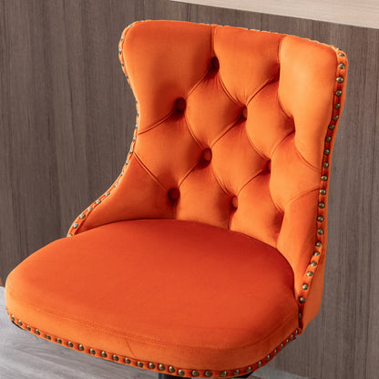 Orange Velvet Swivel Bar Stools Set of 2 | Adjustable Tufted Counter Chairs (25–33”) - 1st Choice Furniture Direct