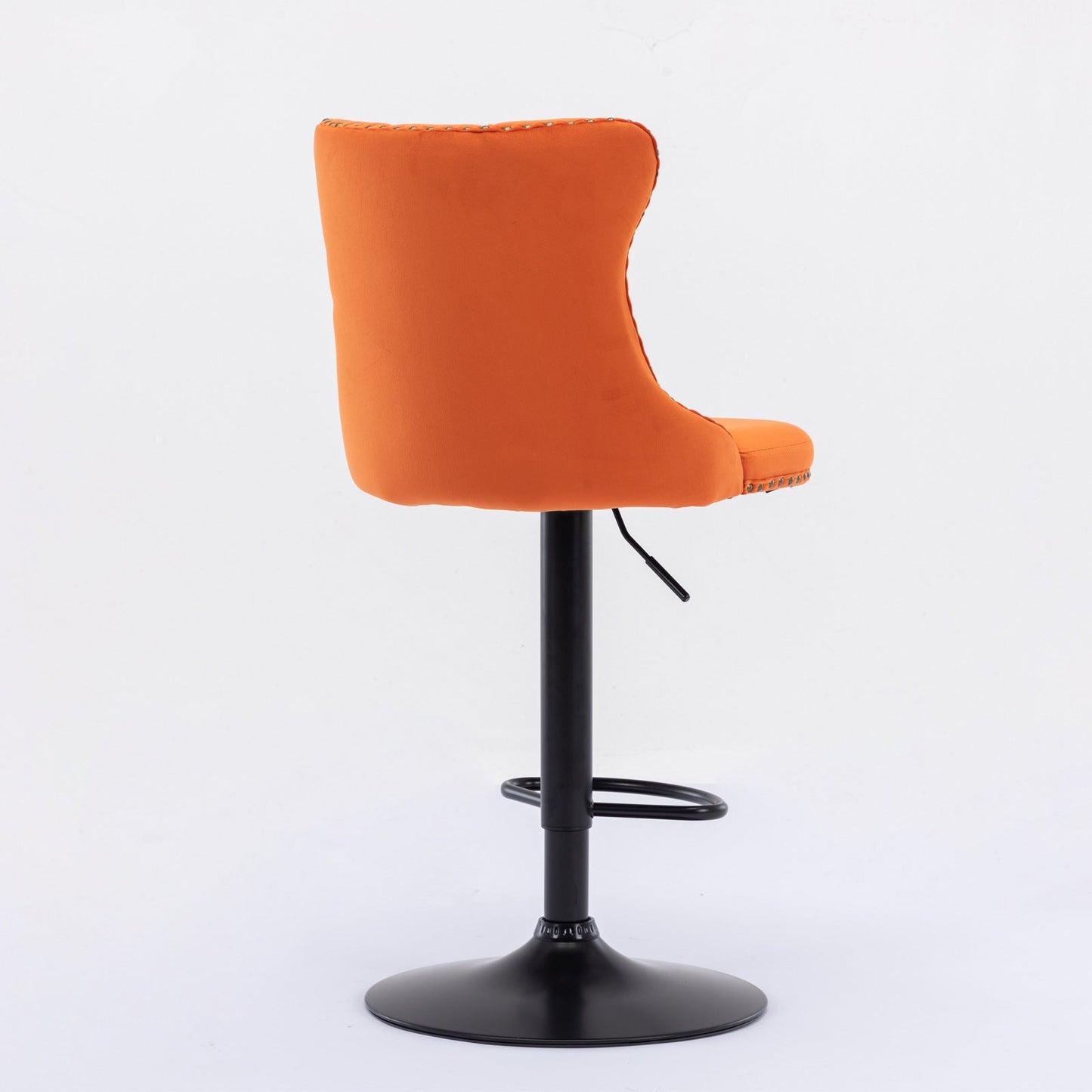 Orange Velvet Swivel Bar Stools Set of 2 | Adjustable Tufted Counter Chairs (25–33”) - 1st Choice Furniture Direct