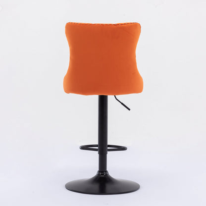 Orange Velvet Swivel Bar Stools Set of 2 | Adjustable Tufted Counter Chairs (25–33”) - 1st Choice Furniture Direct