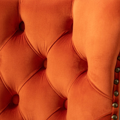 Orange Velvet Swivel Bar Stools Set of 2 | Adjustable Tufted Counter Chairs (25–33”) - 1st Choice Furniture Direct
