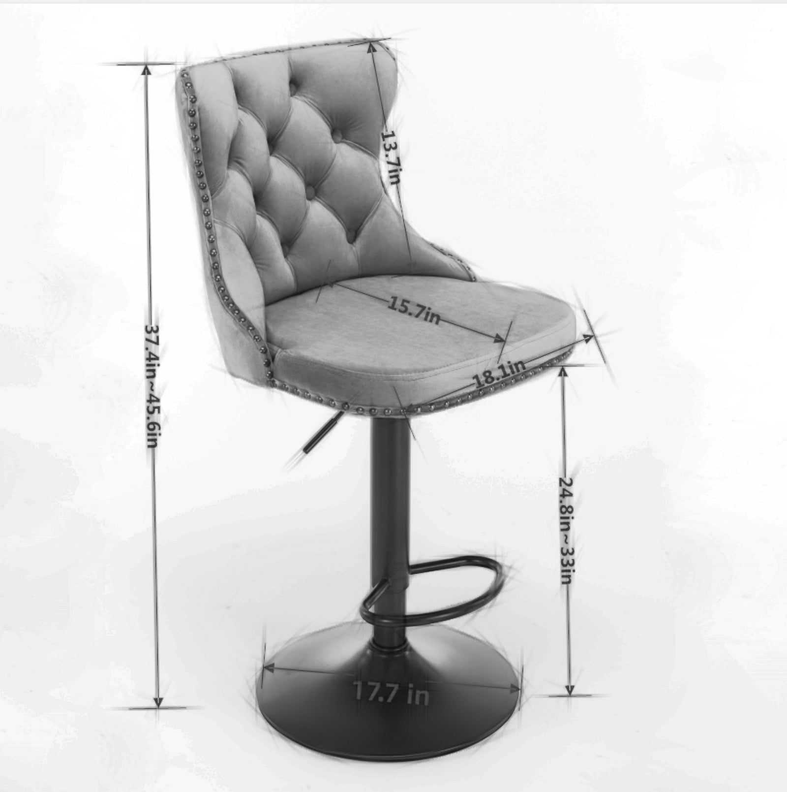 Orange Velvet Swivel Bar Stools Set of 2 | Adjustable Tufted Counter Chairs (25–33”) - 1st Choice Furniture Direct
