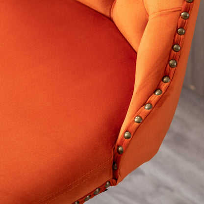 Orange Velvet Swivel Bar Stools Set of 2 | Adjustable Tufted Counter Chairs (25–33”) - 1st Choice Furniture Direct