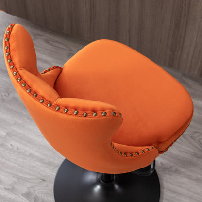 Orange Velvet Swivel Bar Stools Set of 2 | Adjustable Tufted Counter Chairs (25–33”) - 1st Choice Furniture Direct