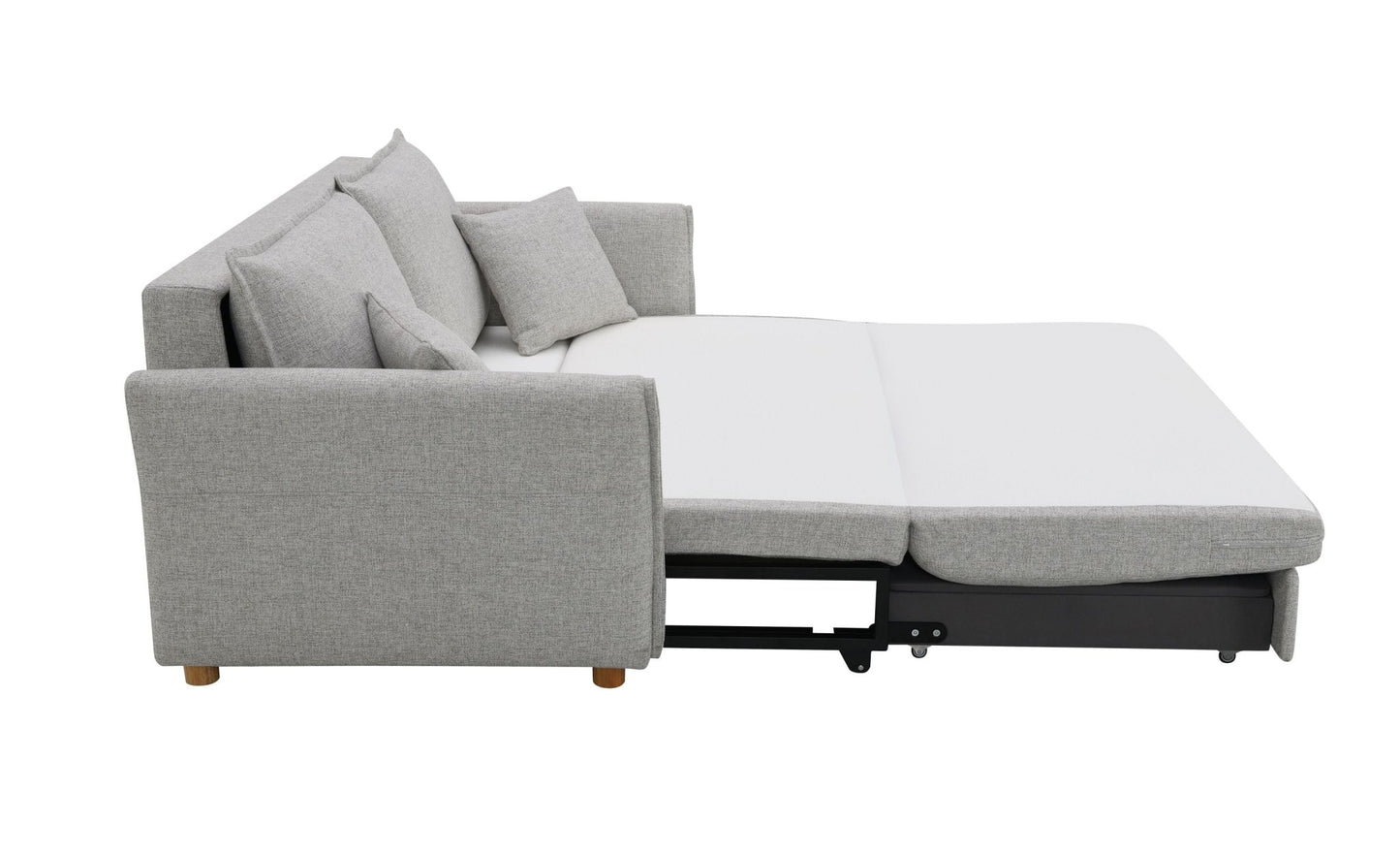 Oren Gray Chenille Sleeper Sectional Sofa w/ Storage & 2 Toss Pillows - 1st Choice Furniture Direct