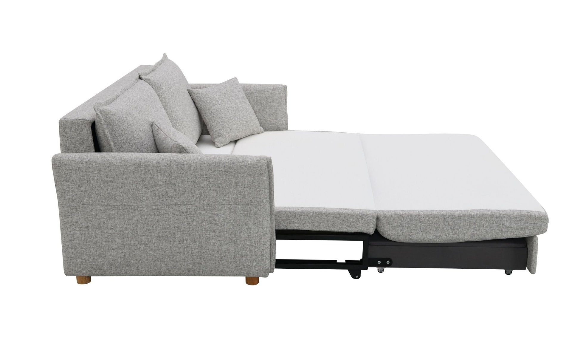 Oren Gray Chenille Sleeper Sectional Sofa w/ Storage & 2 Toss Pillows - 1st Choice Furniture Direct