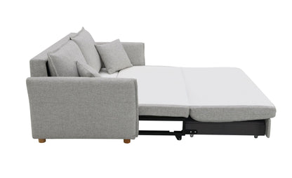 Oren Gray Chenille Sleeper Sectional Sofa w/ Storage & 2 Toss Pillows - 1st Choice Furniture Direct