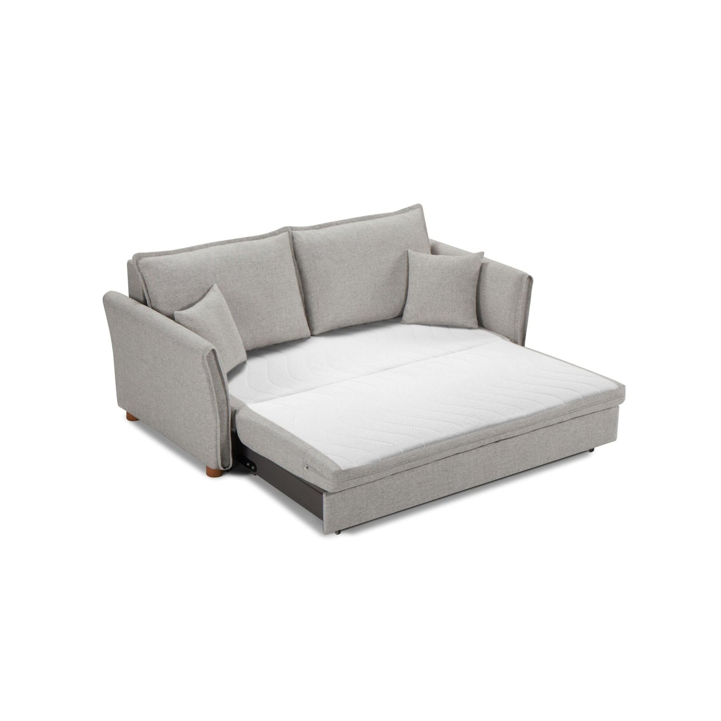 Oren Gray Chenille Sleeper Sectional Sofa w/ Storage & 2 Toss Pillows - 1st Choice Furniture Direct