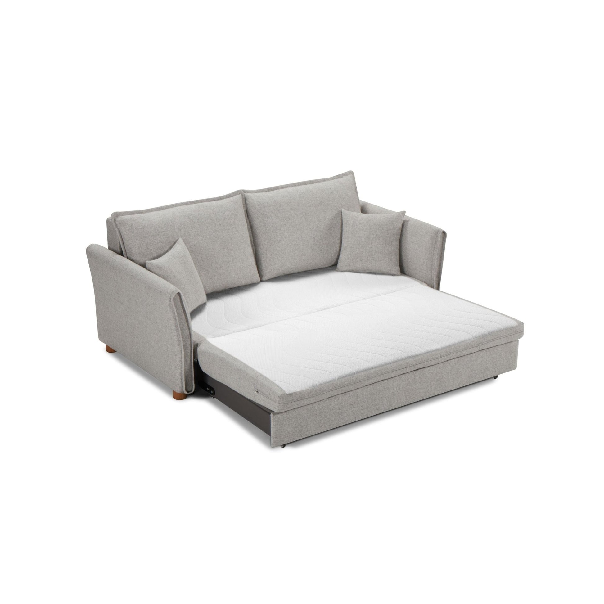 Oren Gray Chenille Sleeper Sectional Sofa w/ Storage & 2 Toss Pillows - 1st Choice Furniture Direct