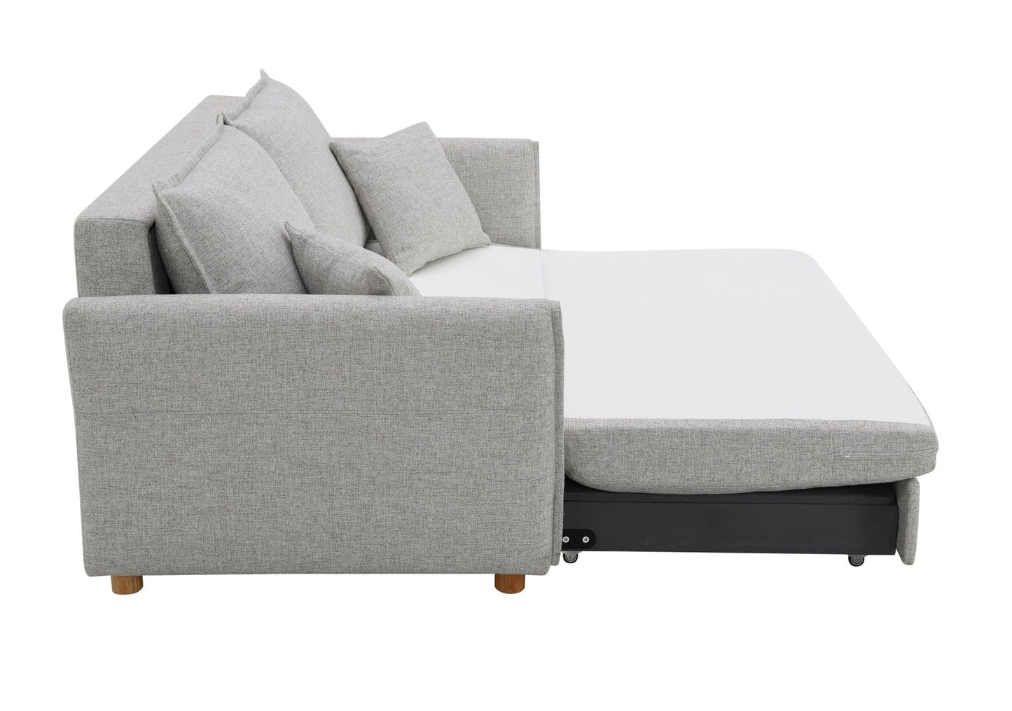 Oren Gray Chenille Sleeper Sectional Sofa w/ Storage & 2 Toss Pillows - 1st Choice Furniture Direct